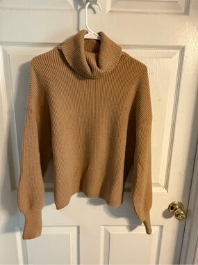 Lumiere Ribbed Camel Turtleneck Sweater